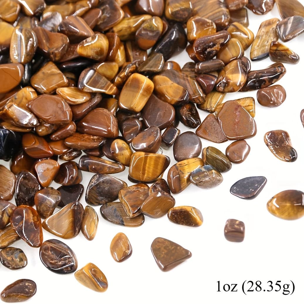 TEMU 1oz/3oz/5oz/7oz Tiger's Eye Small Tumbled Chips, Gemstone Chips, Crushed Irregular Shaped Crystal Chips, Perfect For Jewelry Making, Home Decoration