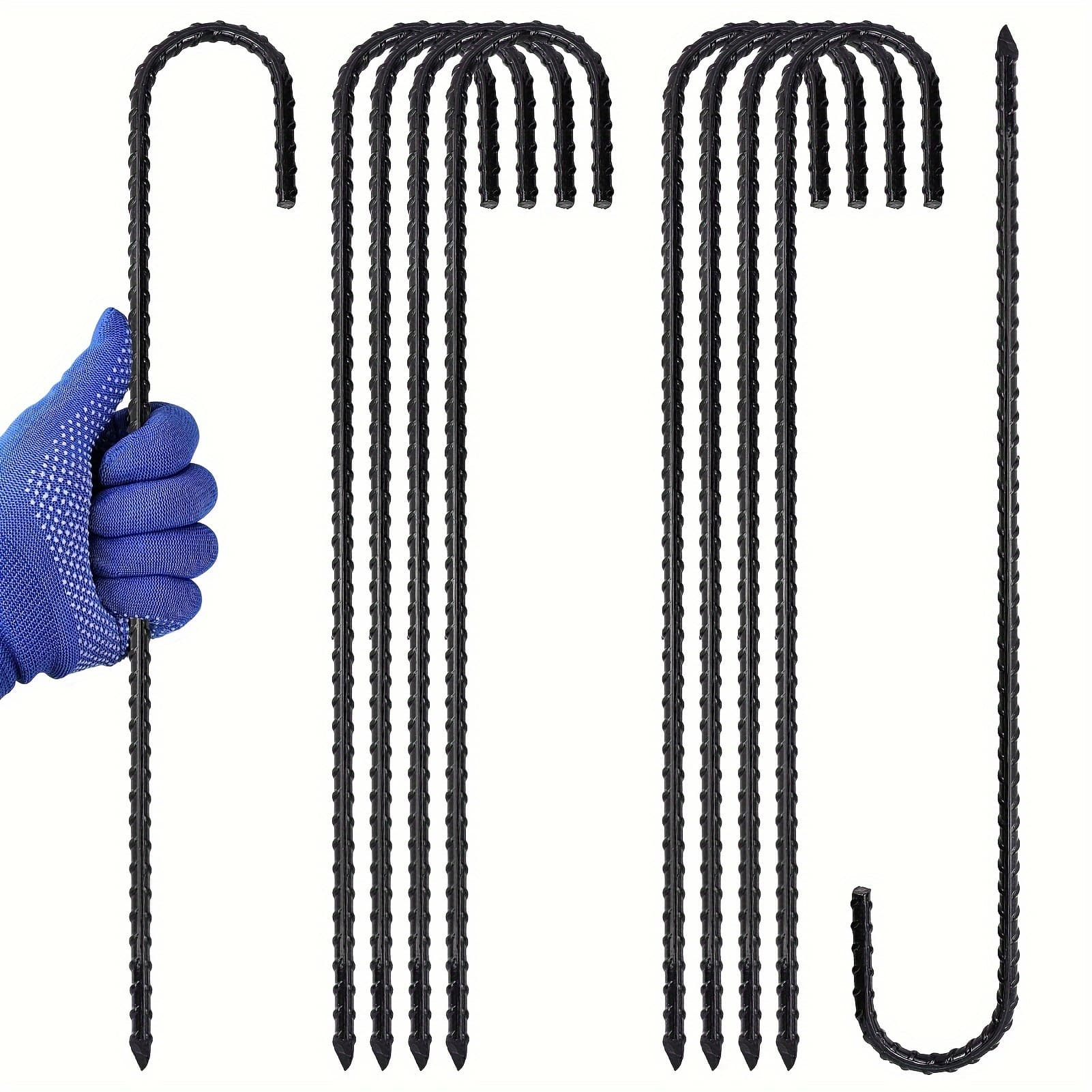 TEMU 16 Inch Stakes, Ground Stakes Anti-rust Tent Stakes Heavy-duty Ground Anchors For Fence, Fence, Sports Nets, Camping Tent