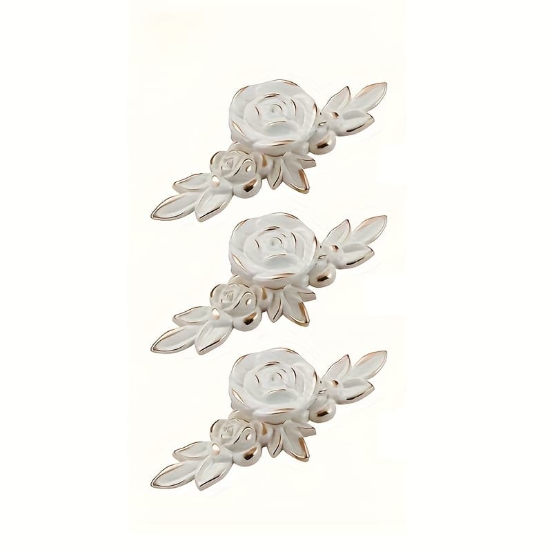 TEMU 3 - Decorative Rose Cabinet Handles: Elegant Alloy Drawer Knobs Featuring A Floral Pattern For Furniture And Closets
