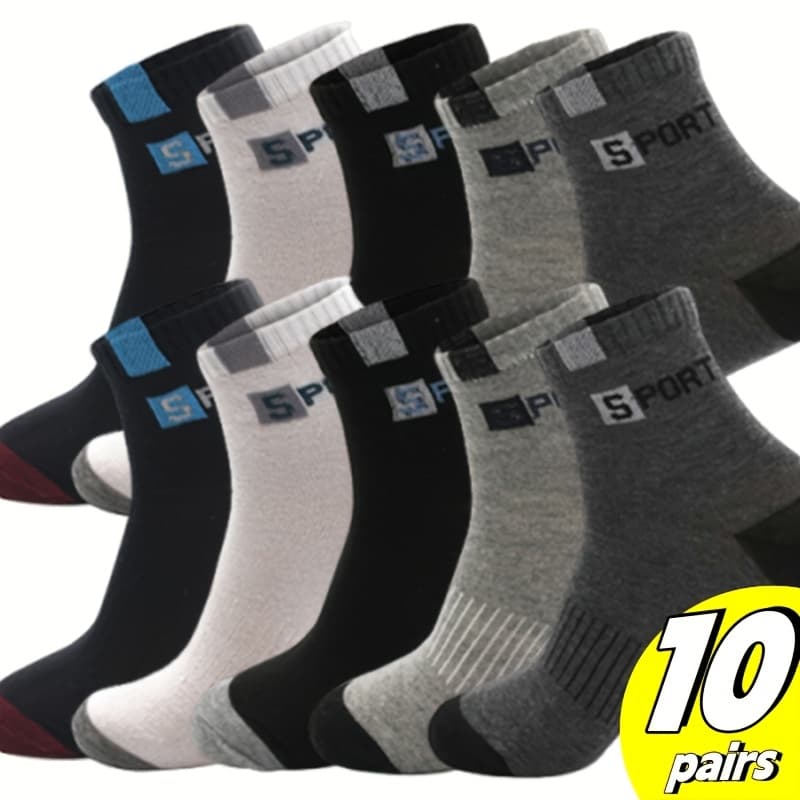 TEMU 10 Pairs ' Four- Socks Suitable For Running, Fitness & Outdoor - Options With Letter Print, Breathable Shoe & Sock For Athletic, Casual Wear - Ideal For Teen (hand Washable)