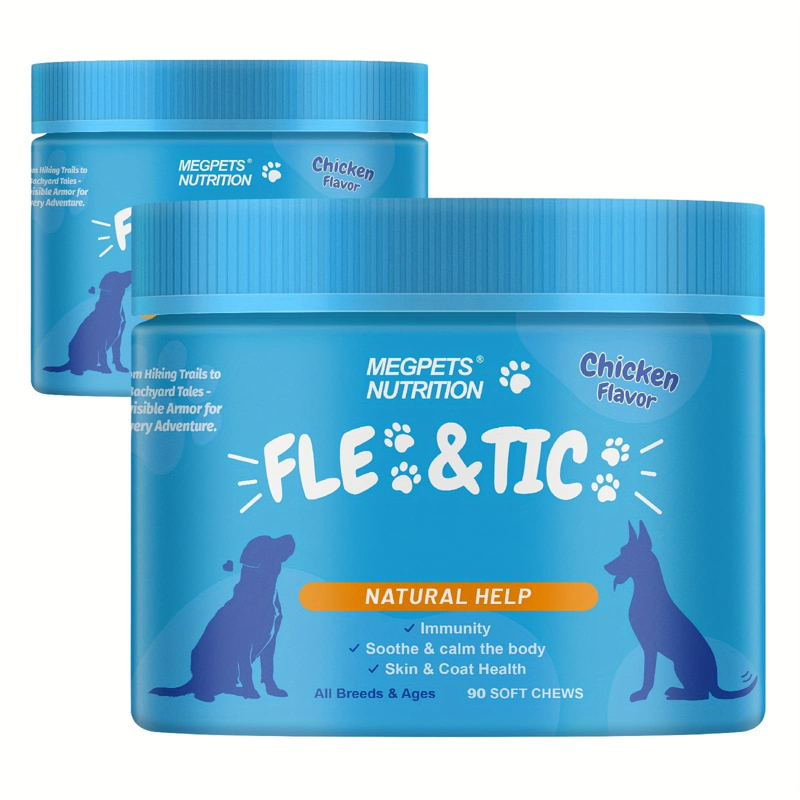 TEMU Natural Fle & Tic Health For Dogs- Skin & Digestive And Supplement- With Natural Meal, Coriander, Yeast, All Breeds & Ages, 90 Count, Flavor