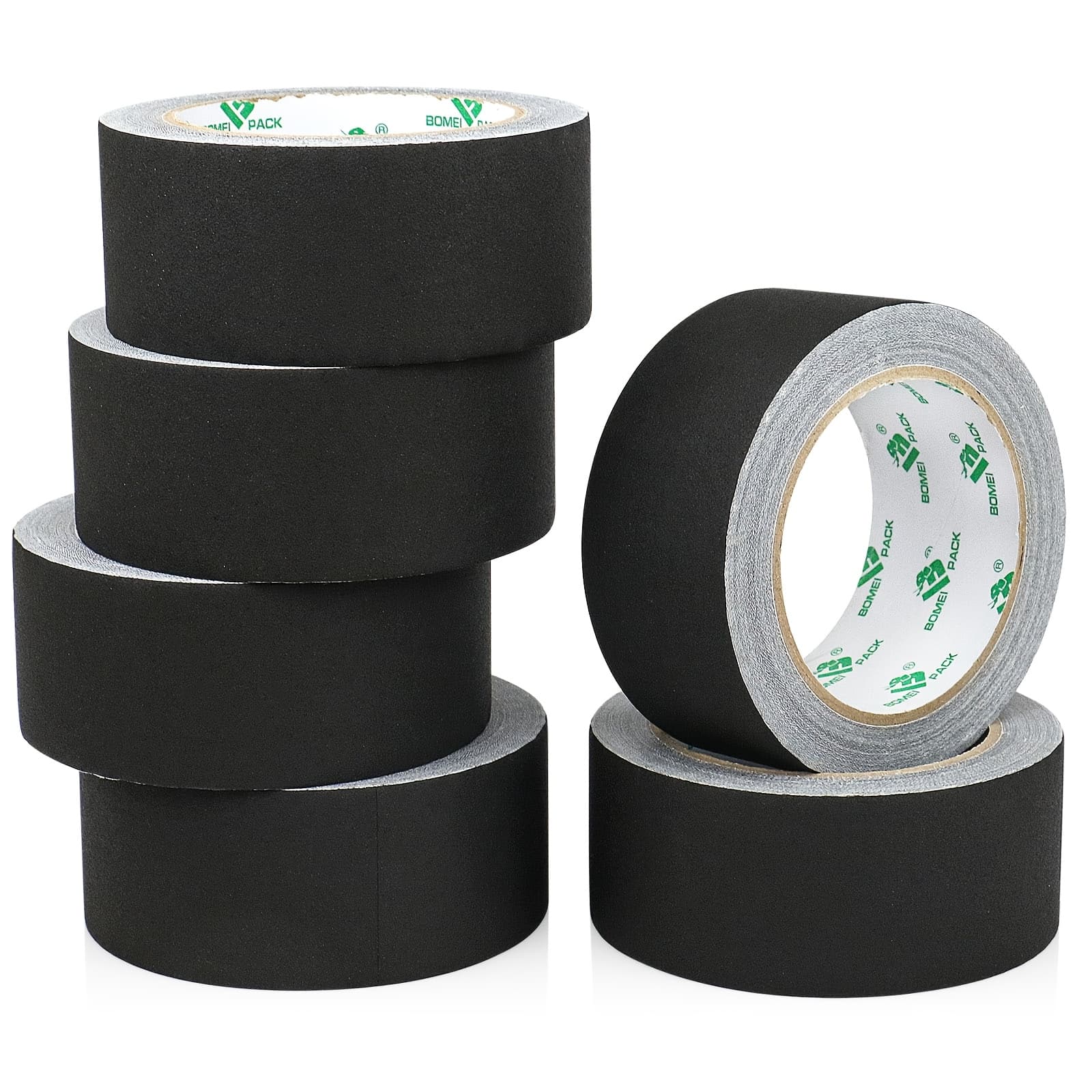 TEMU Pack 6 Rolls Black Tape, 48mm X 20y, High Adhesive Waterproof Duct Tape, Easy To Tear, For Pipe Repair, Package Sealing