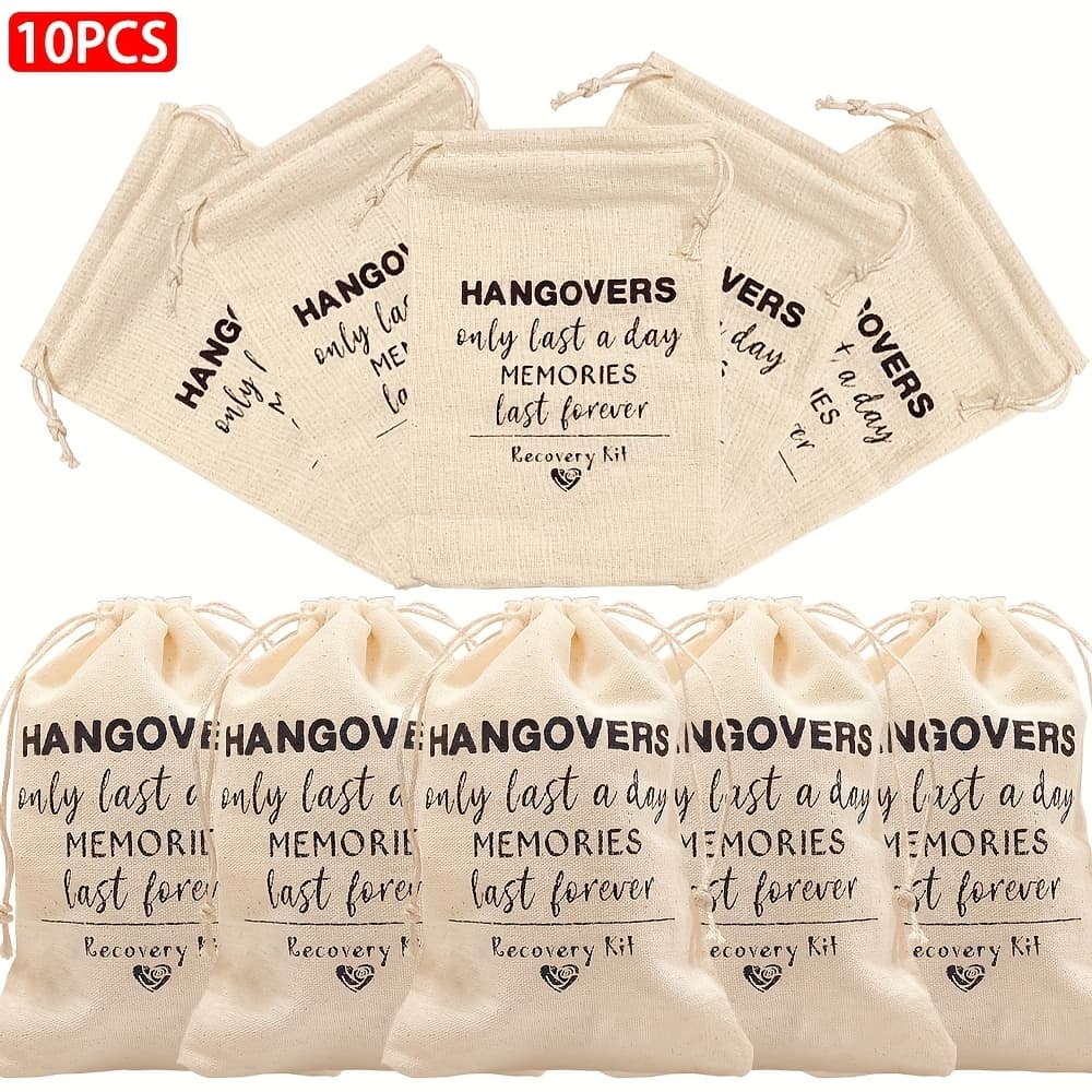 TEMU 10pcs Party Favor Wedding Bag, Hangover Bachelorette Bags Drawstring Kit Bag Bridal Shower Pouches For Wedding Bridal Bridesmaid Groomsman Gifts, Christmas, Halloween