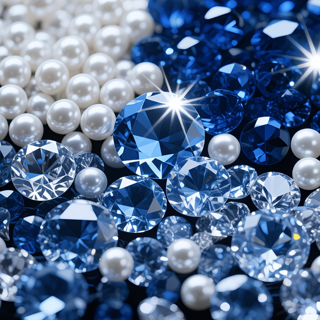 TEMU 1807pcs Blue & Light Blue Fake Diamonds Table , White Pearls For Wedding Table Decor, Vase Filler, Party Supplies, Aesthetic Decor, Graduation Season Decoration