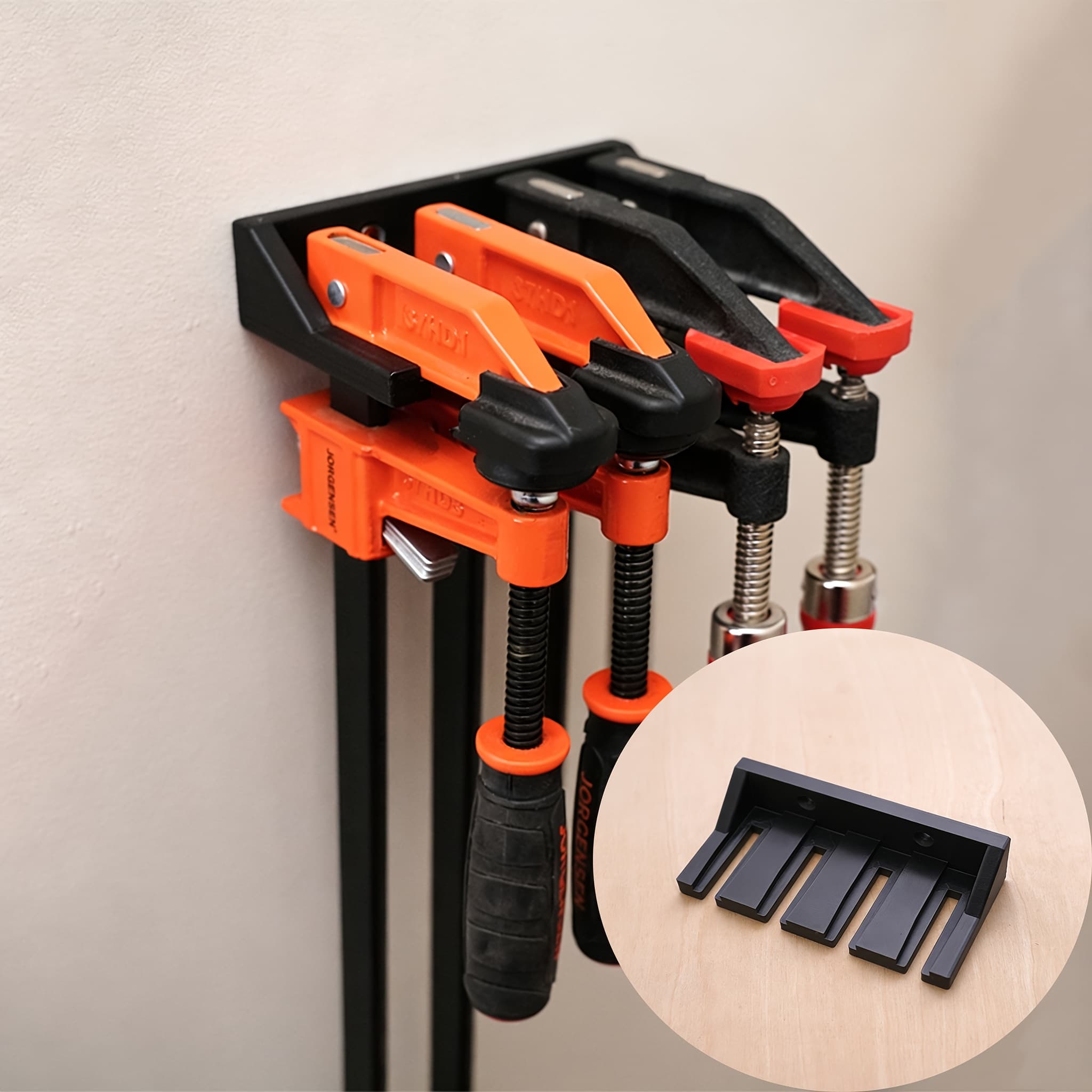TEMU Can Store 4 Heavy-duty F-clamps - Wall-mounted Tool Rack - Tool Set Storage And Organization Tools Home Decoration Essential Workshop/garage/ Organization Artifact, Storage Rack, Storage Racks