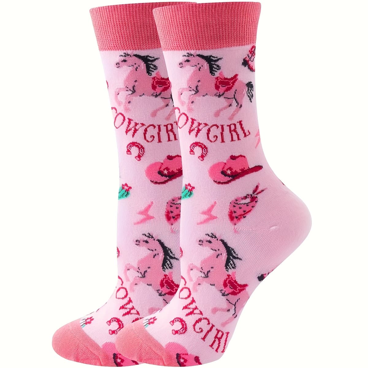 TEMU A Pair Of Pink Denim-style Mid-calf Socks For Women