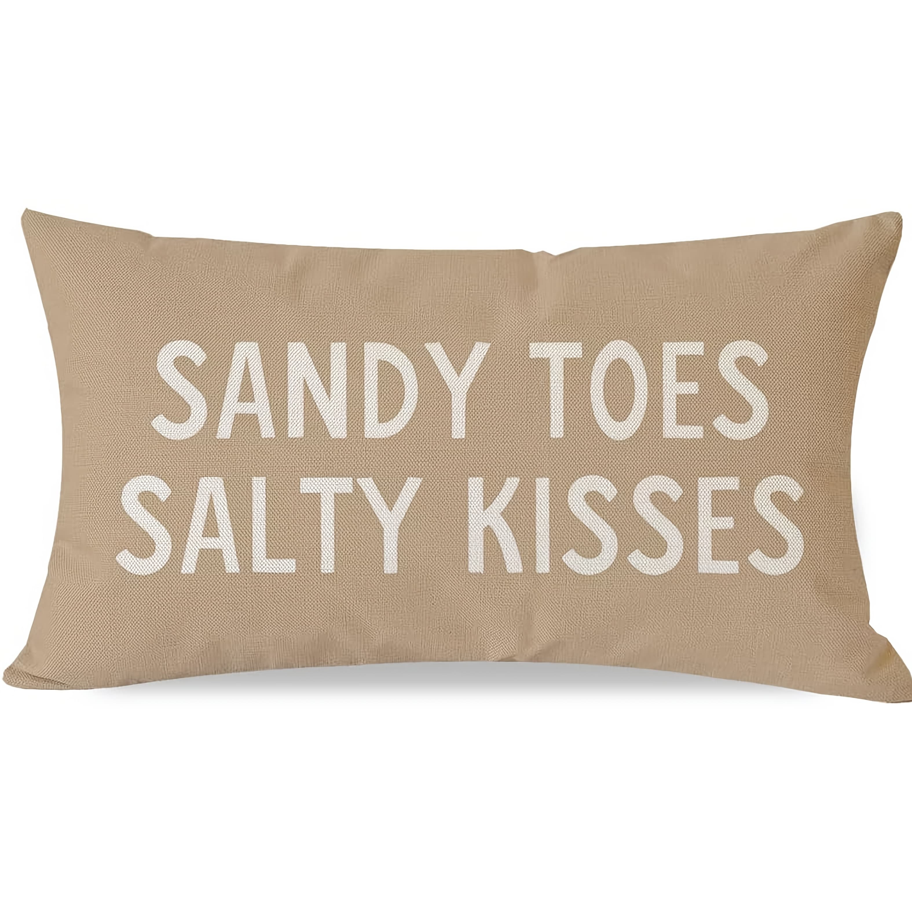 TEMU 1pc, Summer Beach Throw Pillow Covers Measuring 12x20 Inches Featuring Toes And In Beige, Perfect For Outdoor Nautical Coastal Decor, Ideal As A Lumbar For Room, Couch, Sofa, Or Porch Decoration