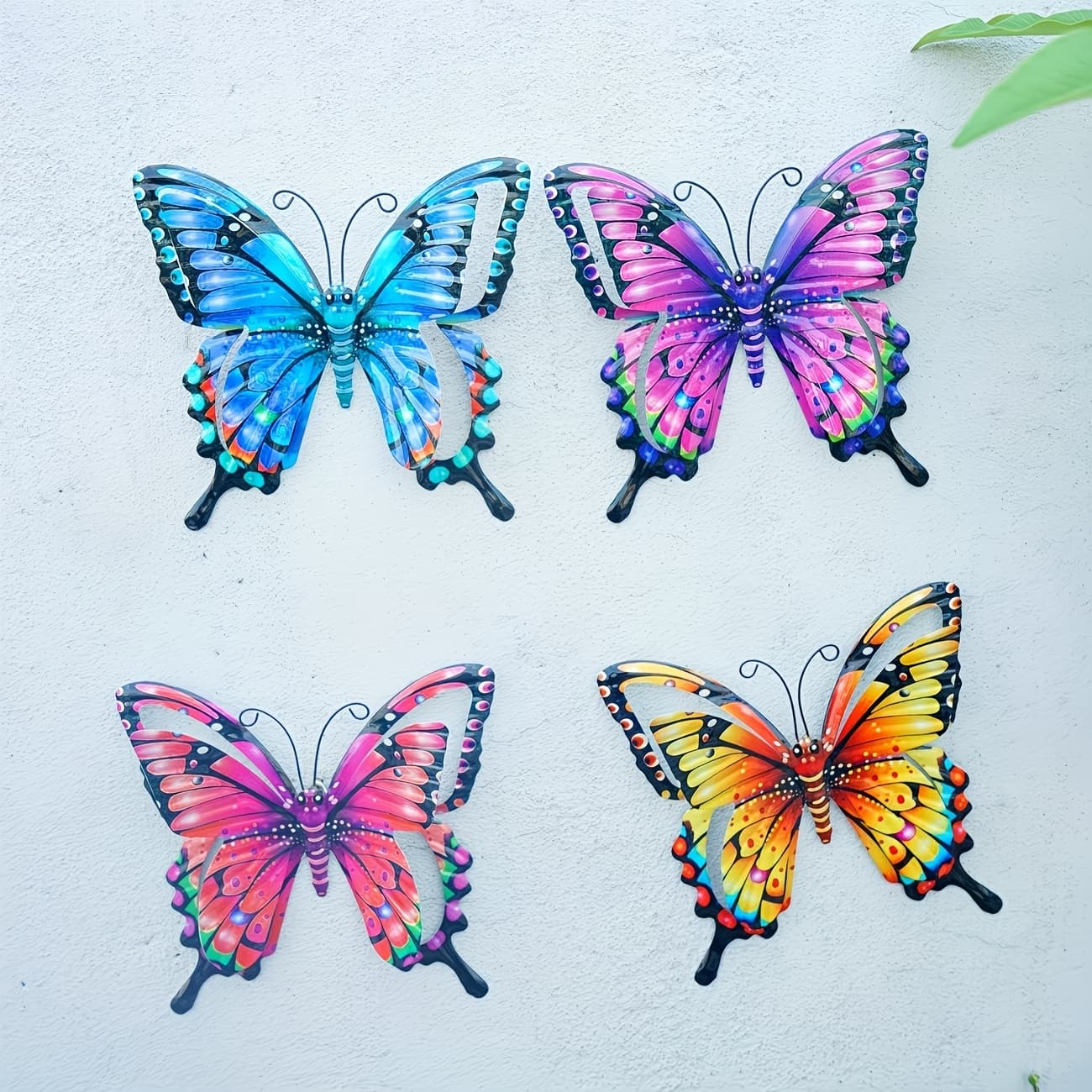 TEMU 【3d】 [3d] 4pcs 3d Colorful Metal Wall Decor - For Garden, Terrace, Living Room, Bedroom, Balcony - No Electricity Needed, Outdoor Fence Decoration, Ideal Gift For