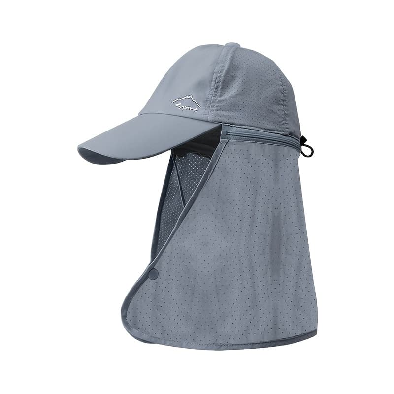 TEMU Men's Summer Hat With Built-in Neck Shade - Quick-dry Nylon Baseball For Hiking, Fishing & Outdoor Activities, Black, Hiking Gear, Sleek , Durable Headwear