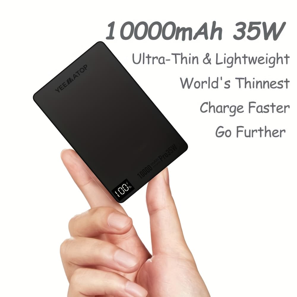 TEMU Compact 10000mah Magnetic Wireless Fast Charging Power Bank, Featuring Usb Type C 35w Pd, Usb 30w Qc 3.0 Fast Charging, Compatible With Pps, Designed For