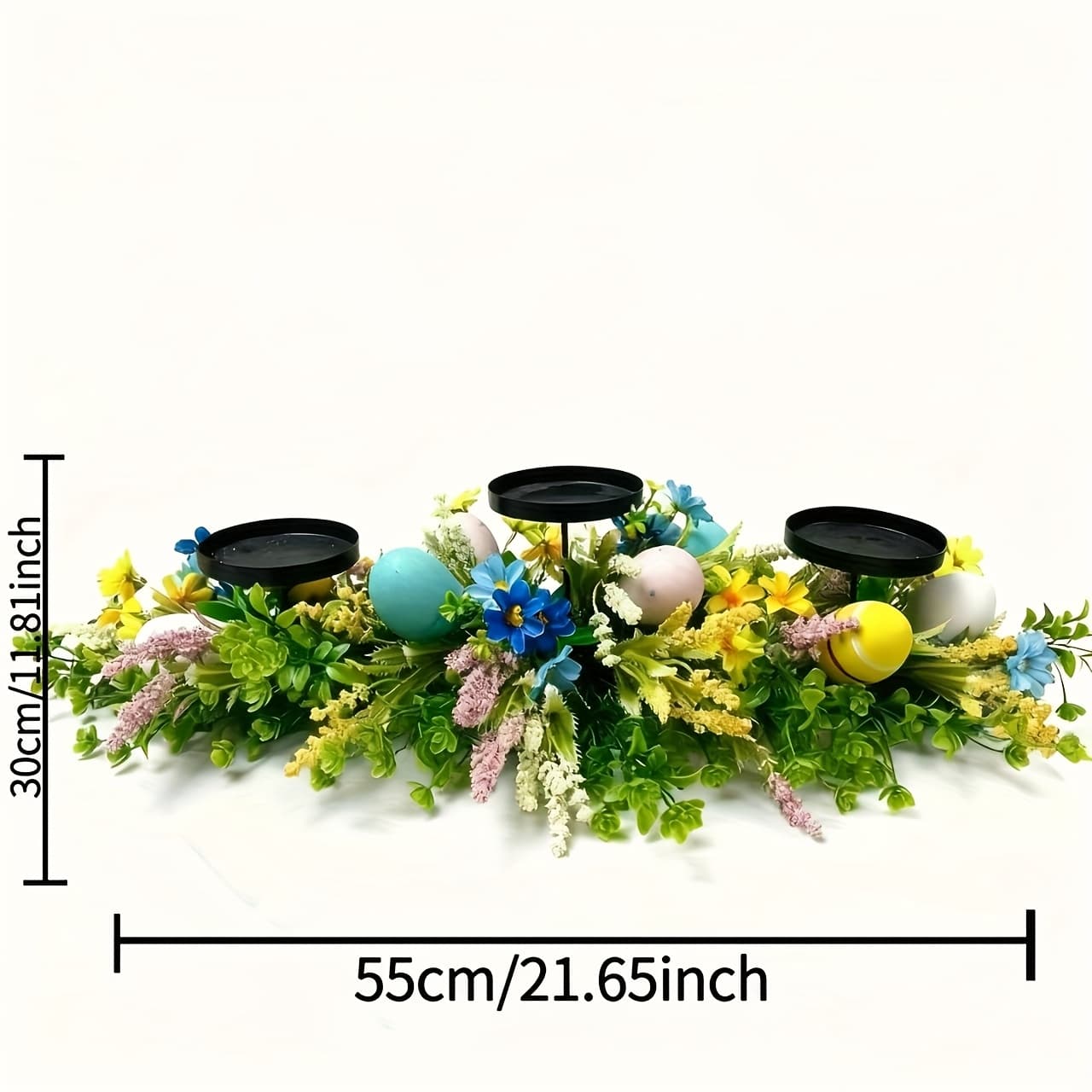 TEMU Easter Candle Holder Centerpiece, Suitable For Dining Table, With Artificial Lavender And Eucalyptus Leaves, Ideal For Easter Table Centerpiece, Dining Room, And Easter Party Home Decor