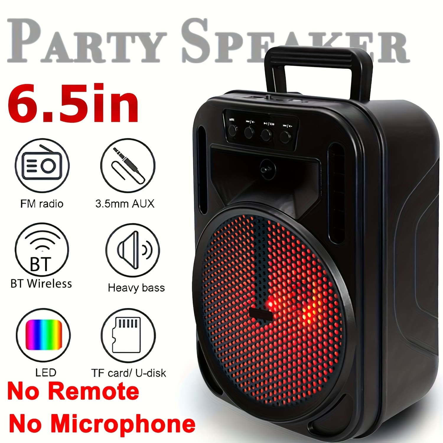 TEMU 1000w Portable Wireless System With Subwoofer, , 8-inch Speaker Karaoke Machine, Fm Radio, Eq Mode, Strobe Lights With Wire Microphone, Remote Controls