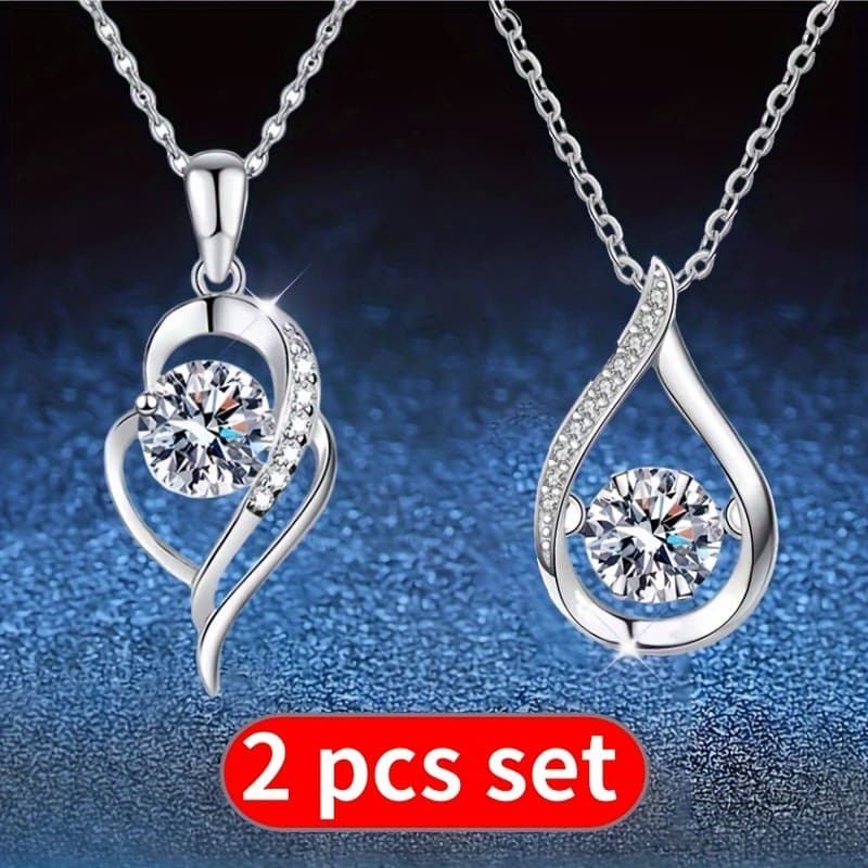 TEMU 3pcs/2pcs Set Of Sparkling Synthetic Zirconia Delicate Necklaces - Hypoallergenic, Suitable For Casual Attire And Parties - High-quality Jewelry For Luxury