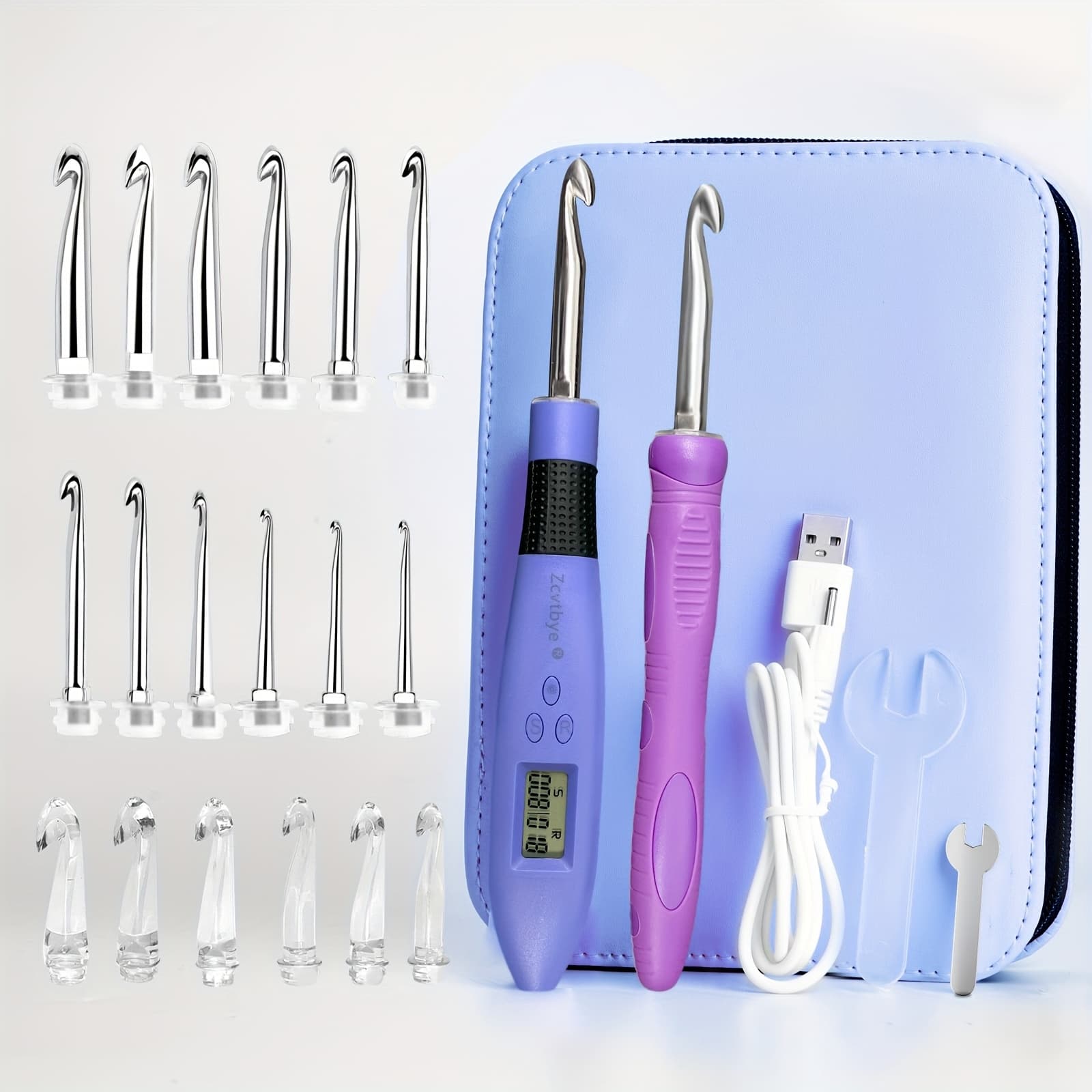 TEMU Crochet Hook With 18 Different Size, Crochet Hooks For & Row Counter, Light Up Crochet Hooks Interchangeable Crochet Needle, Ergonomic Crochet Hooks With 2 Levels Led