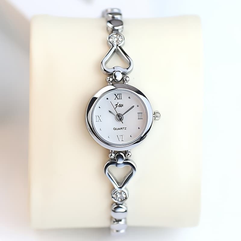 TEMU Exquisite Women's Bracelet Watch, Elegant Rose Golden And Silvery Quartz Watch, Stylish Casual Wear Additions