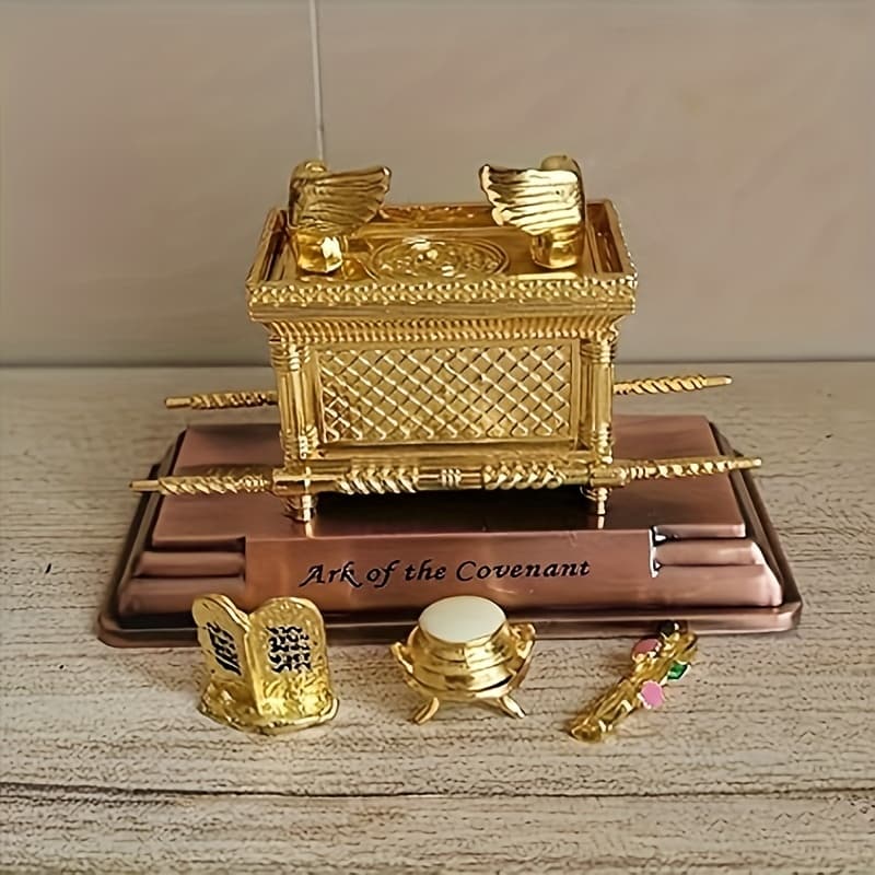 TEMU 4pcs/set Hand-painted Metal Ark Of The Statue - Alloy, Electroplated Religious Decor For Christmas/ Thanksgiving/ Parties, Ideal Gift