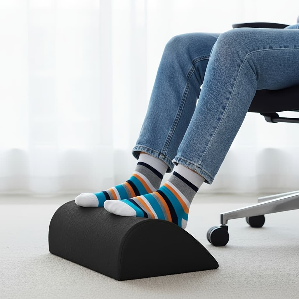 TEMU High Density Bamboo Charcoal Foam Ergonomic Teardrop Footrest Foot Rest For Under Desk Adjustable Desk Footrest For Office Chair, Gaming Additions