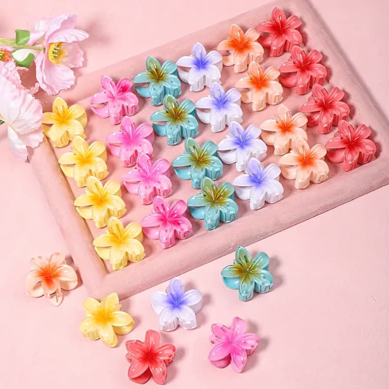 TEMU Set Of 20 Colorful Floral Hair Clips For Women, Perfect For Spring And Summer. Plastic Clips Are Ideal For Half-up Hairstyles And Ponytails, Measuring 4cm In Diameter, Suitable For Everyday Use