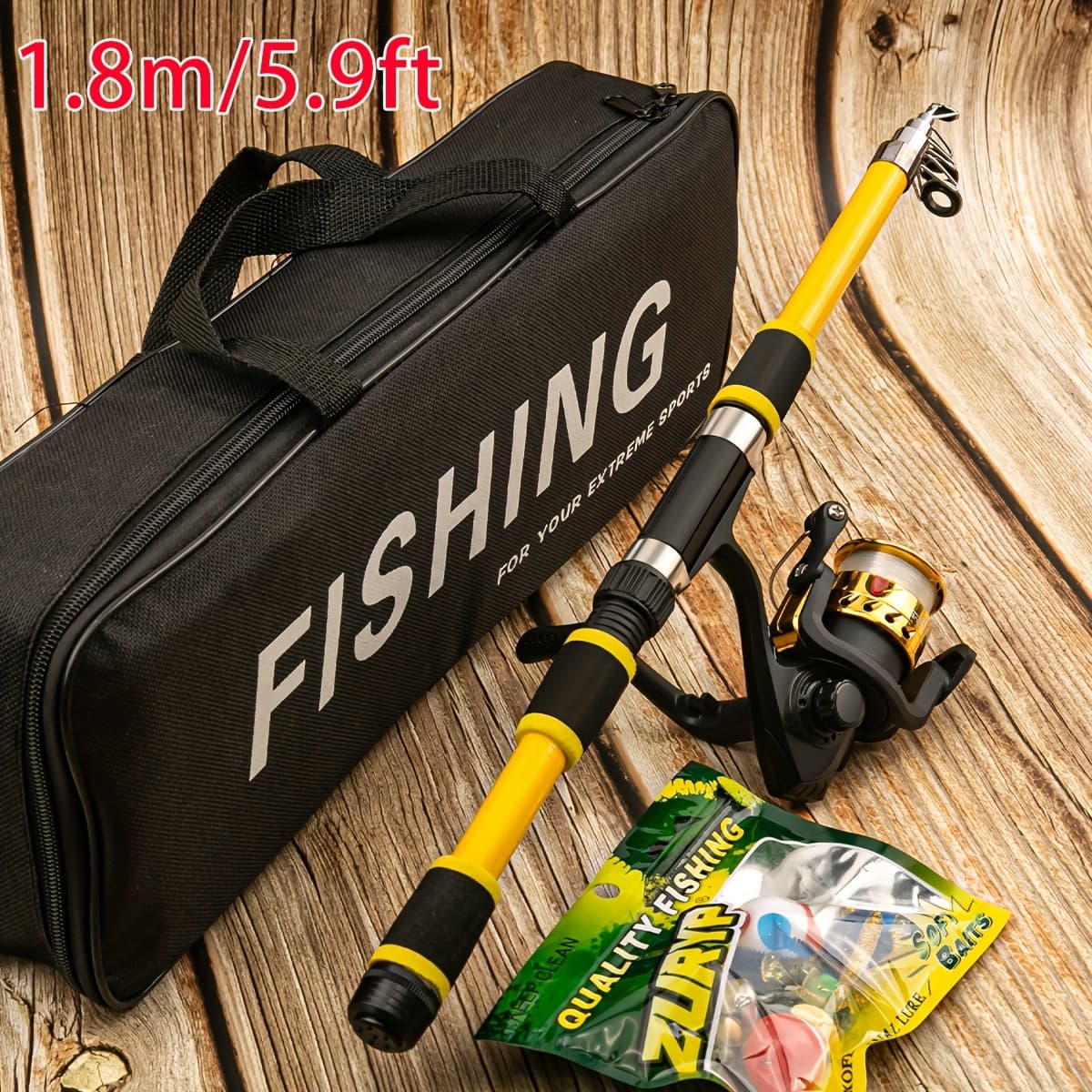 TEMU Surf/ Boat Fishing Combo Kit: 6ft/ 7ft Hi-visibility Rods, Pre- Reel And 12 T-tail Lures | Lockable Sections, All-levels Travel Gear For Beginners And Pros