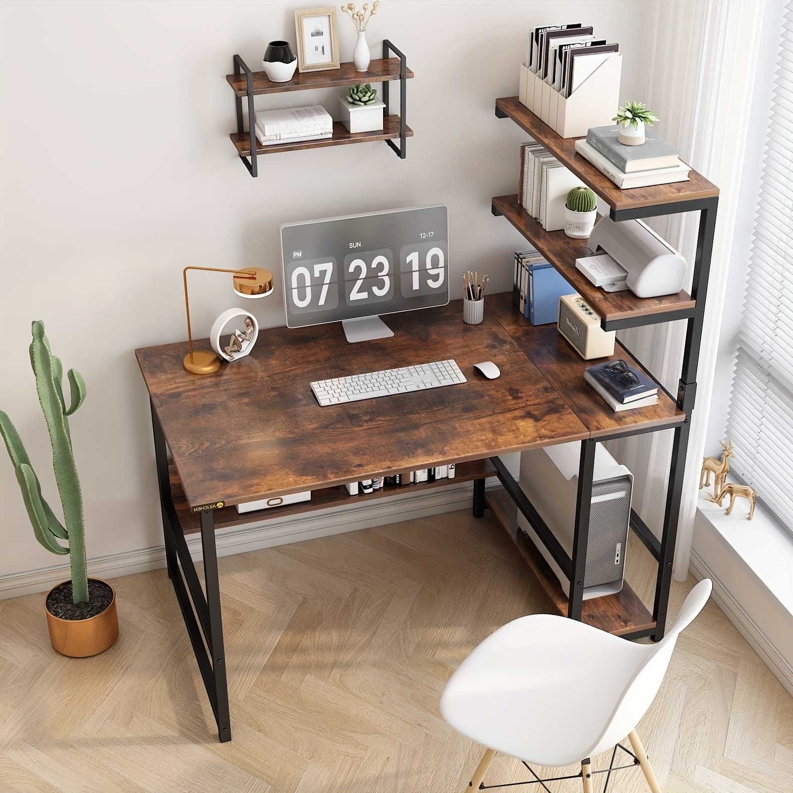 TEMU Desk With Bookshelves, Corner Storage Desk, L-shaped Workstation, Home Office Desks, Writing And Study Desk For Bedroom