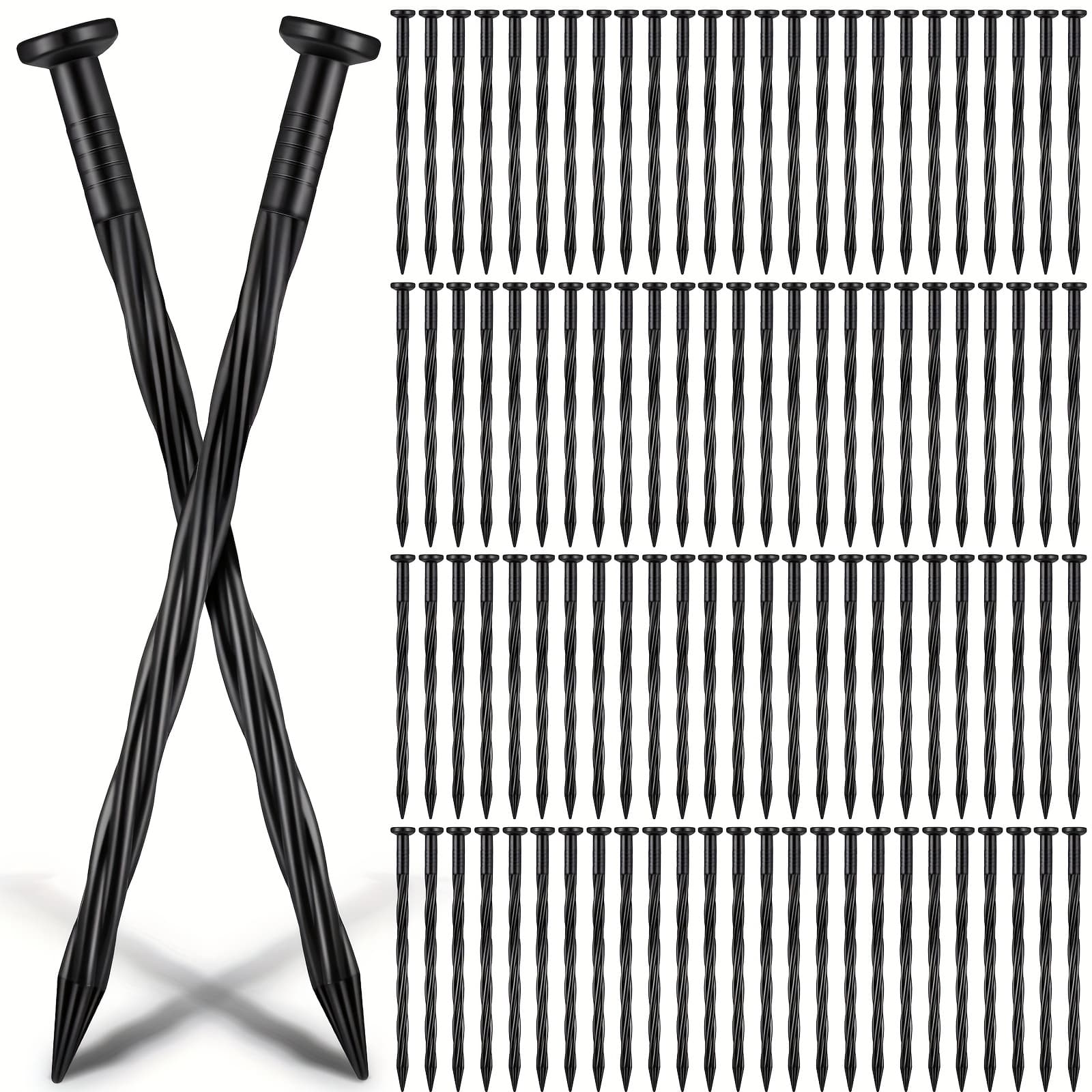 TEMU Bulk Pack Of 300 Landscape Edging Stakes, 8 Inches Long, Spiral Design For Anchoring. Plastic Nails Are Ideal For Securing Barriers, Paver Edges, And Artificial Turf