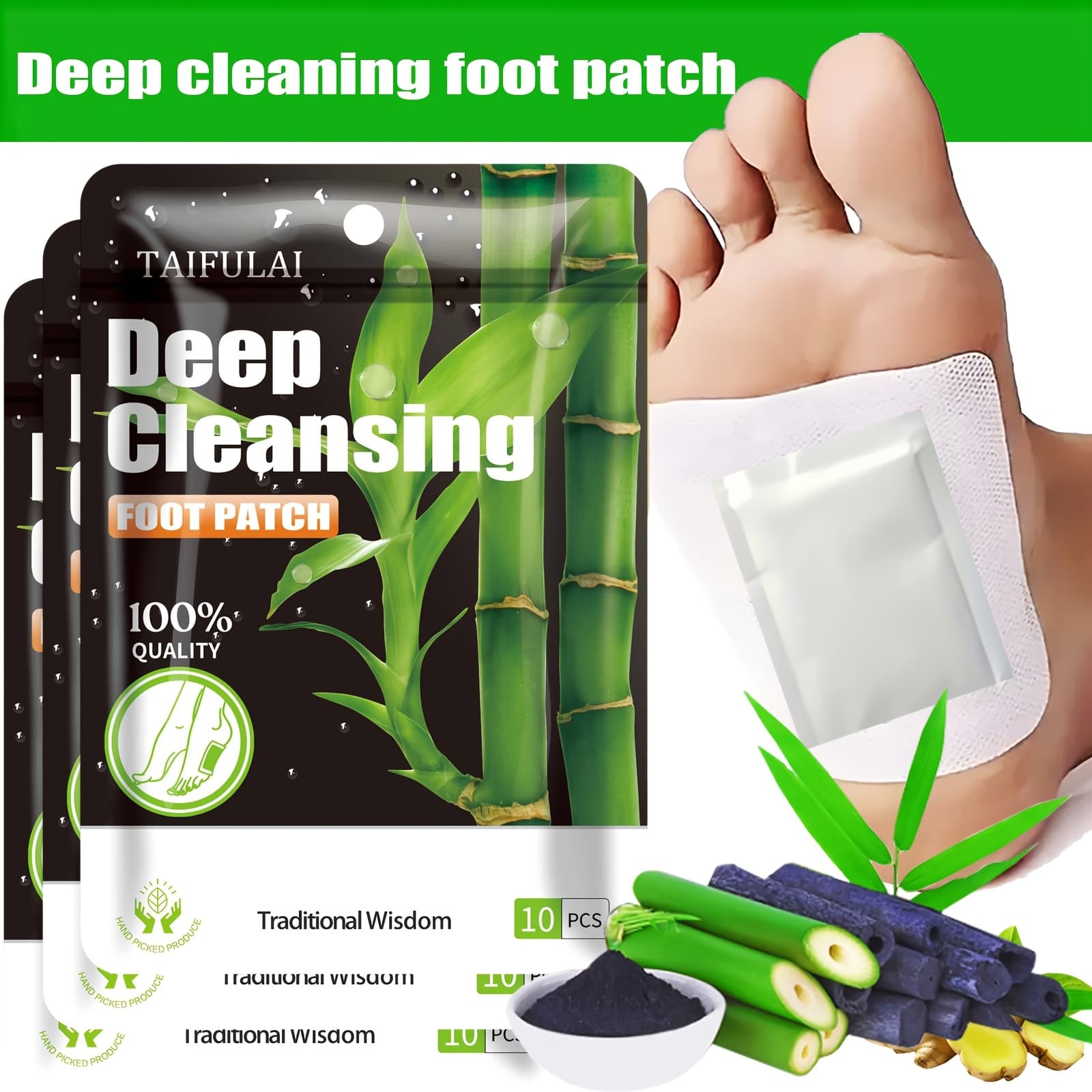 TEMU 30/180pcs Deep Cleaning And Foot Set, Natural Bamboo Vinegar Ginger Powder Plant Ingredients, Cleaning And Moisturizing, Cheap Foot Massage Pad Bath - Christmas Gift - Local Warehouse