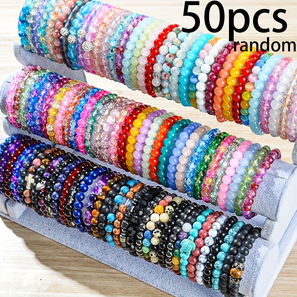 TEMU 50 Glass Bead Bracelets, Glass Bracelets, Pai Bracelets