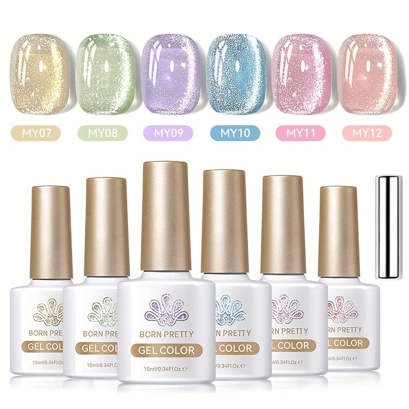TEMU 6pcs/set Born Eye Gel Nail Polish, 10ml, Flowing Series, Alcohol Free, For Nails Diy