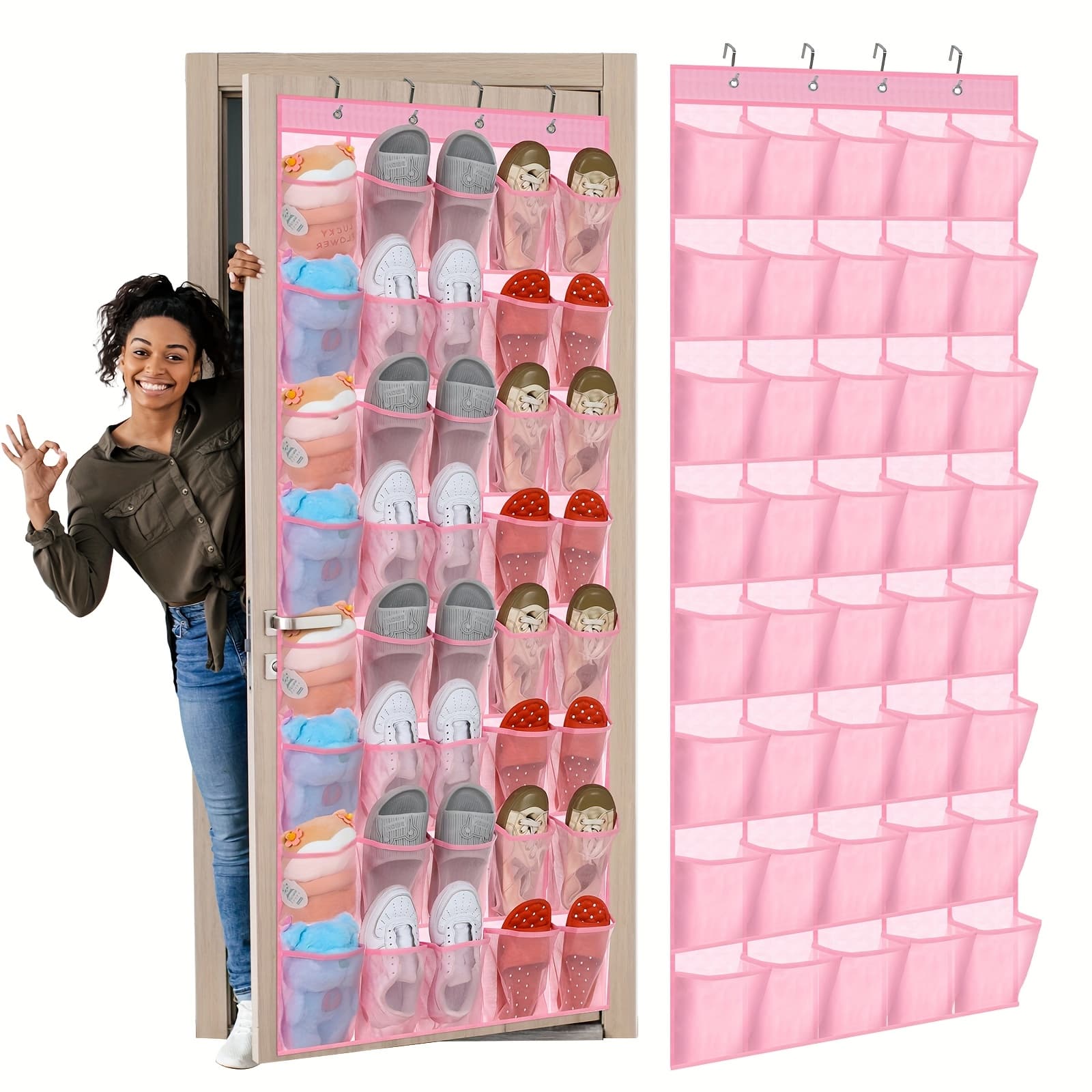 TEMU 40 Large Over-the-door Shoe Organizer With Mesh Pockets For Closet Storage, Ideal For Dorm Rooms, Utility Rooms, And Cruise Essentials