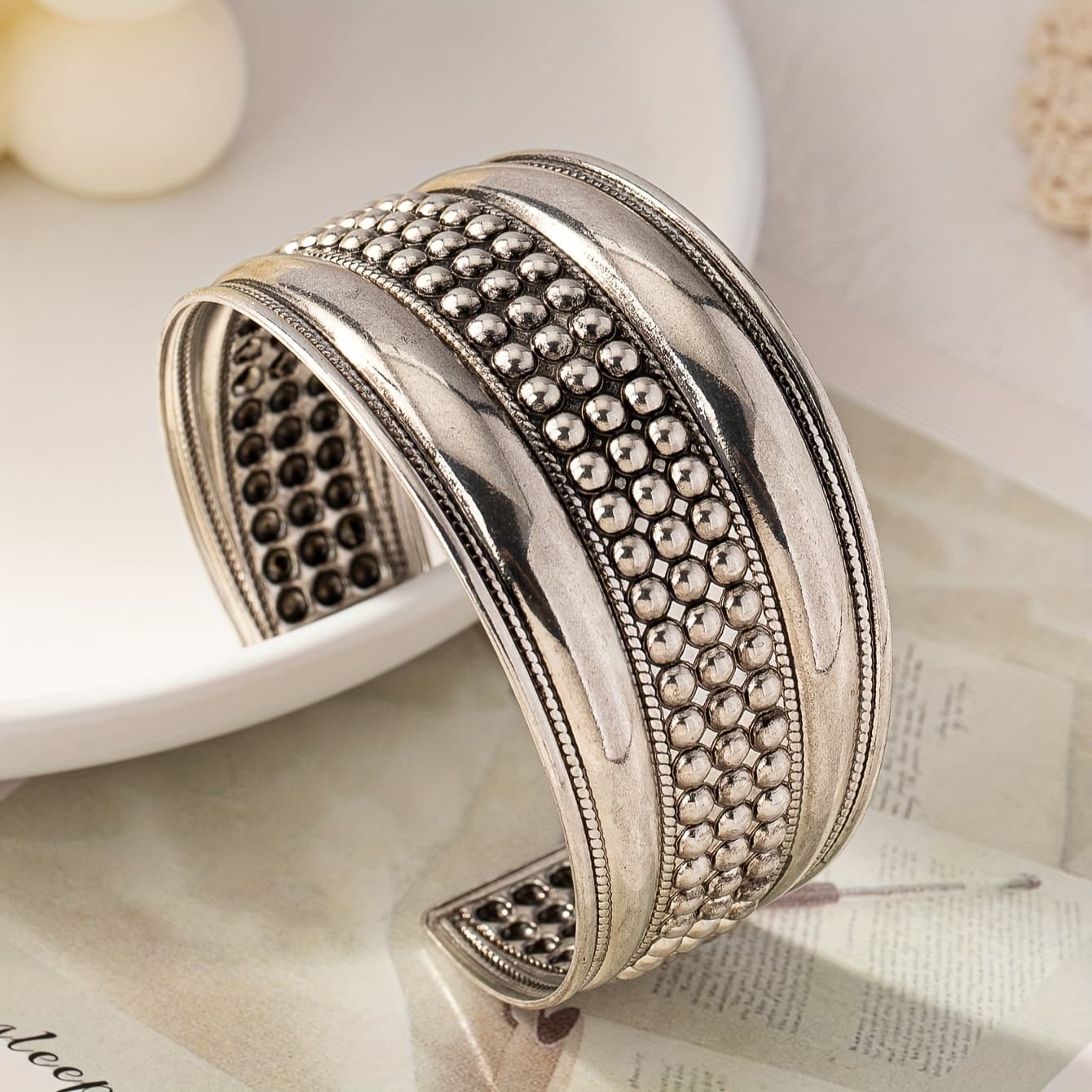 TEMU A Bohemian-style Vintage Golden Hollow Open Bangle Suitable For By Ladies.