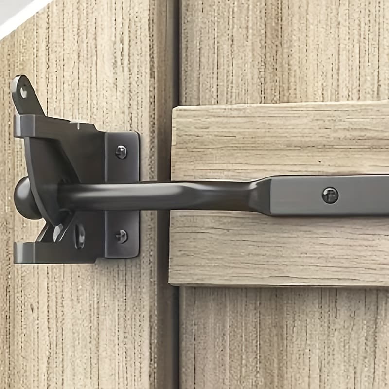 TEMU Black Self-locking Gate Post, Installs Automatic Gravity Lever Wood Fence Gate Lock, For Shed Doors, Wooden Fences, Barn Doors