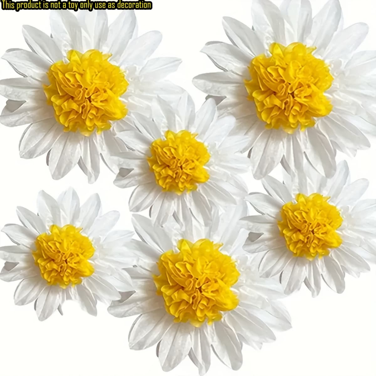 TEMU 6pcs Daisy Paper Flower Set - , Perfect For Birthday, Wedding, Classroom Decorations, Paper Ball Decorations
