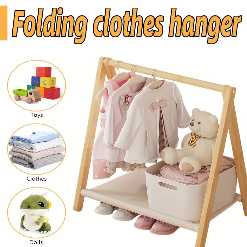 TEMU Wood Clothes Rack Foldable Clothing Rack Portable Garment Rack Clothing Storage Organizer Shelves For Hanging Clothes Coats Skirts Shoes Bags