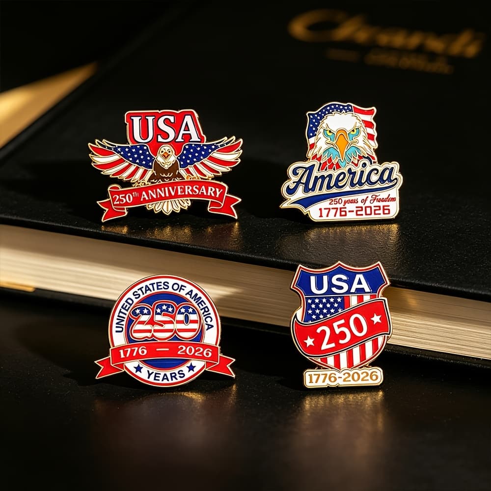 TEMU 250th Anniversary Enamel Brooch Of The United States, Patriotic Bald Eagle Pin, Day Accessory, Elements, Eagle Wings , Alloy Badge Brooch, Backpack, Sweater, Canvas Packaging Accessory
