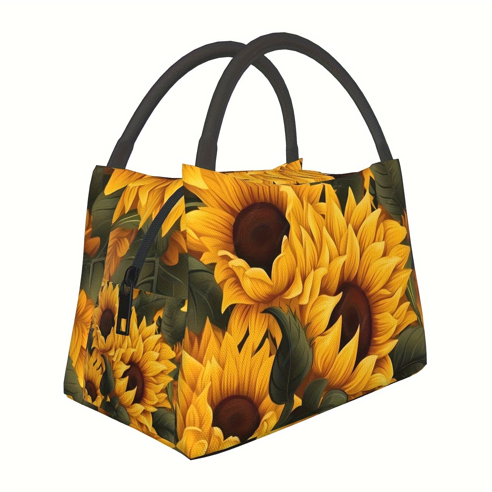 TEMU 1pc Sunflower Pattern, Portable Reusable Cooler Bag, Cooler Bag, Insulated Lunch Bag For Camping Picnic Beach Essentials, Suitable For Home, Restaurant, Office, And Outdoor, 11x6. 3x6. 7in