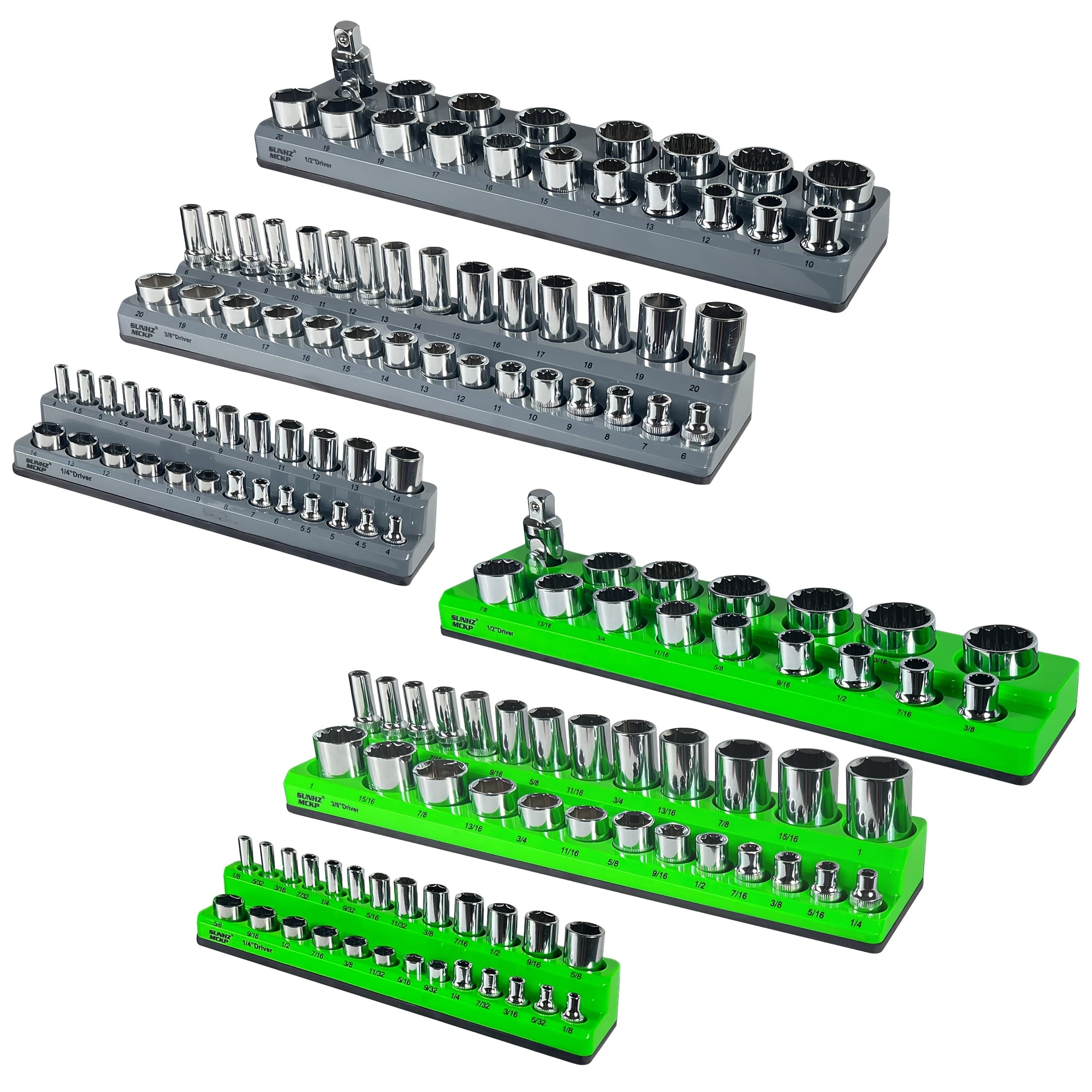 TEMU 6pcs Magnetic Socket Organizer Set, Socket Holder Includes 1/4", 3/8", 1/2" Drive Metric & Sae Socket Trays, Holds 143 Standard Size And Deep Size Sockets, Fine Christmas Gift.
