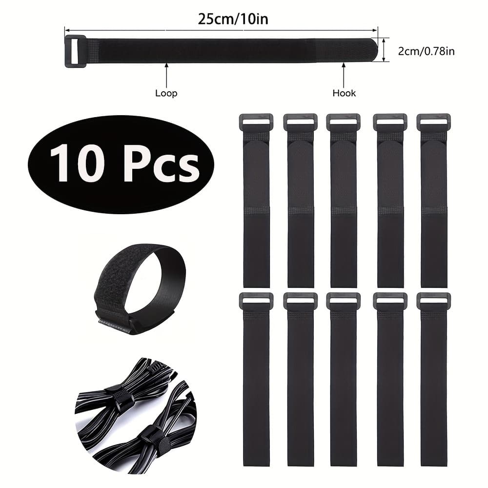TEMU 10 Reusable Hook-and-loop Straps Secure Cable Bundles To Keep Your Home, Office, And Free Of Cluttered Wires