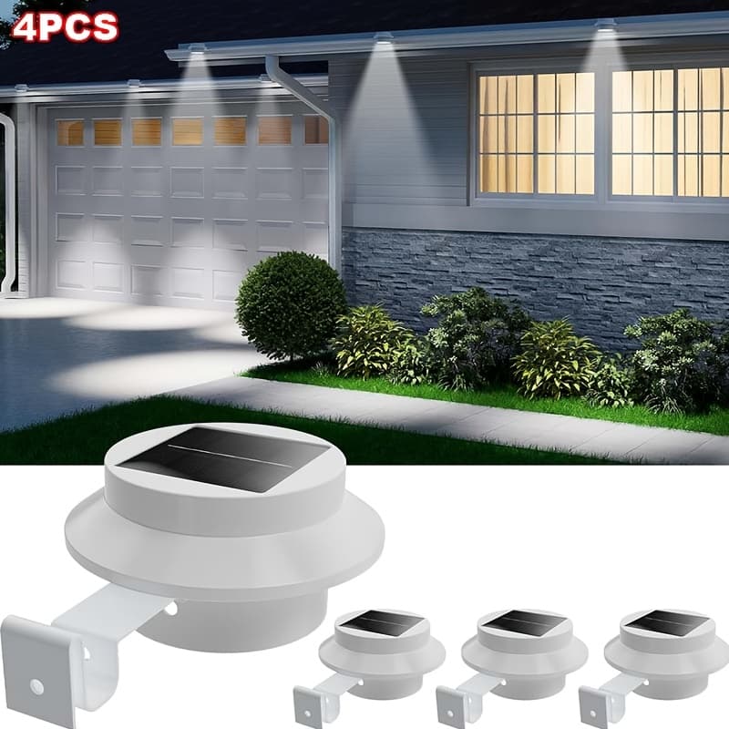 TEMU 4pcs Solar Outdoor Commercial Lighting, Ip44 Waterproof Outdoor Wall, Intelligent Light Sensor, 3led Fence Lights For Fence, Wall Sconce, Patio, Porch Outdoor Street Lights (white Light)
