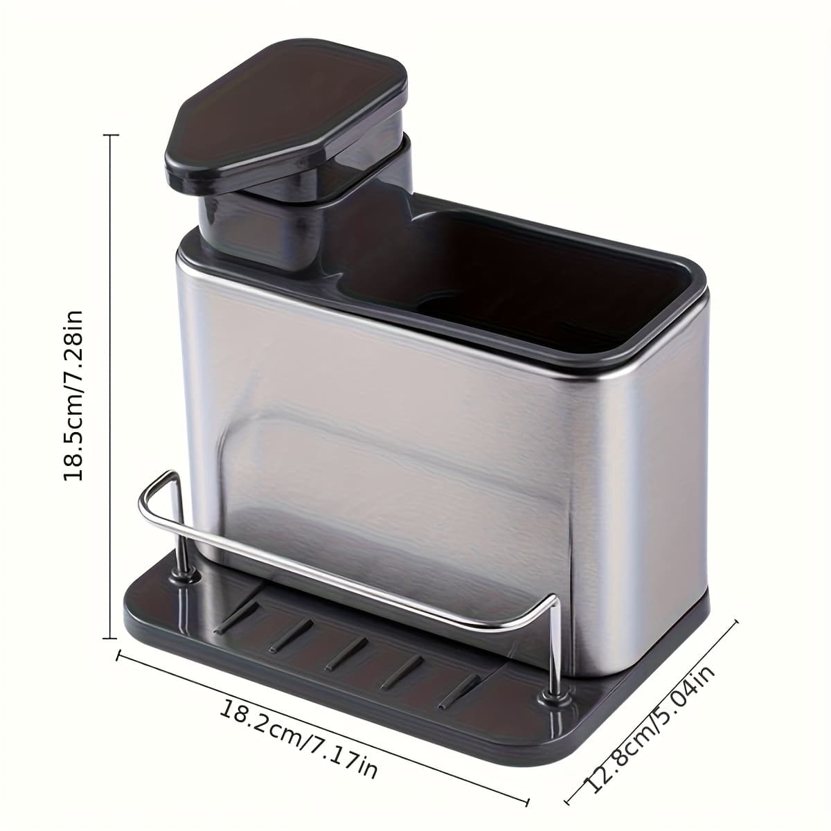 TEMU Kitchen Dishwashing Tool Organizer Rack, Dish Soap Dispenser, With Bottom Drainage