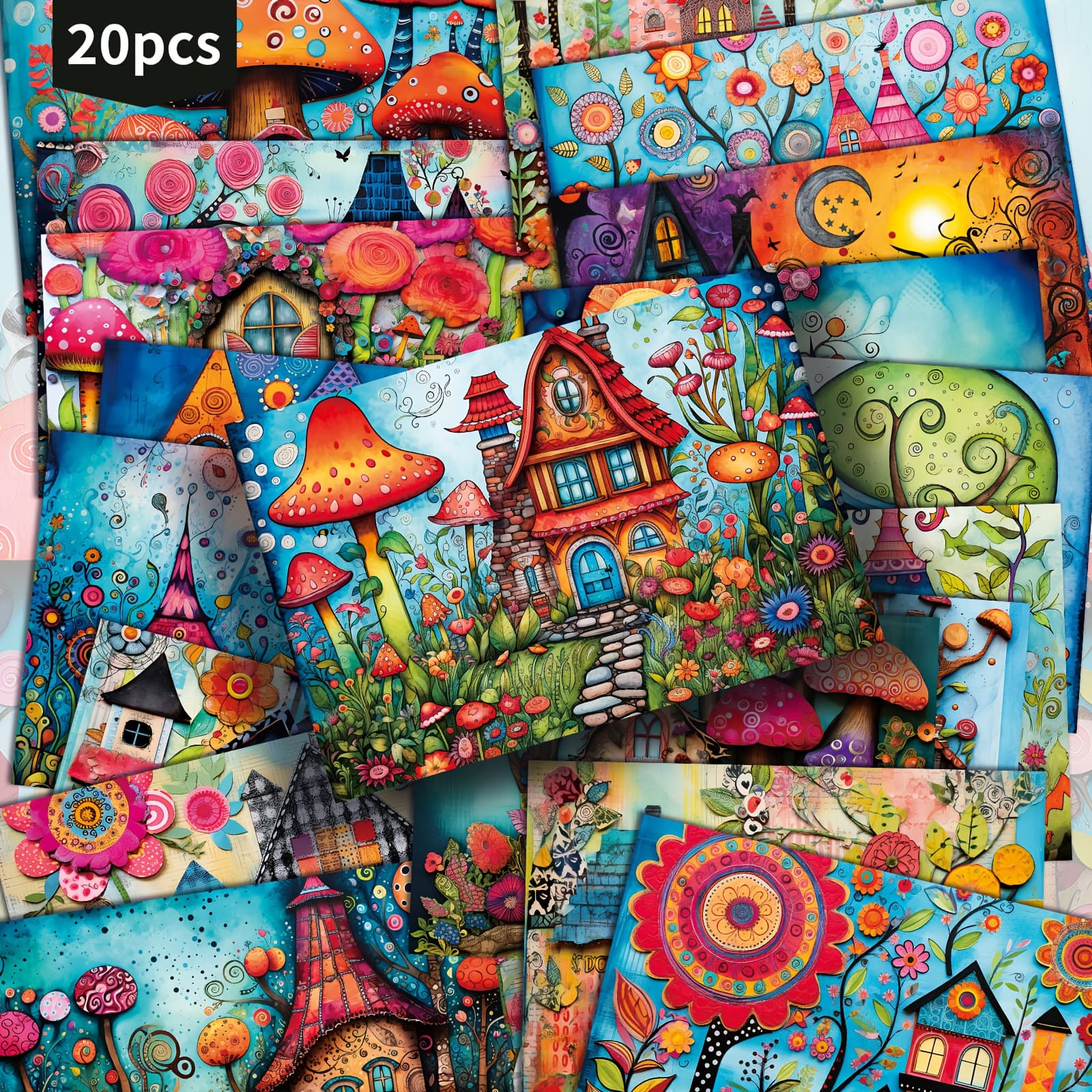 TEMU 20-pack Vintage Abstract Postcards - 4x6 Inches Retro Junk Journal Paper, Classic Pinup Illustrations, Collectible Decorative Painting Cards For Scrapbooking And Crafting