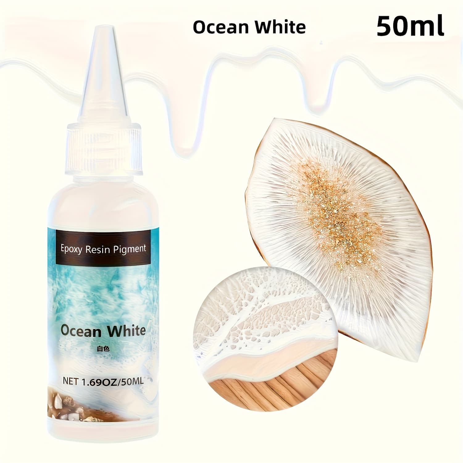 TEMU 50ml Uv Resin Epoxy Pigment Paste - In White, Ocean Blue, Ocean Pink, And Deep , Ideal For Resin Art, Ocean Wave Effects, Crafts, And Easy Mixing For Jewelry And River Tables