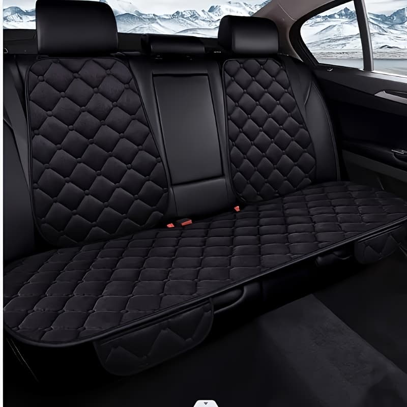 TEMU Car Seat Cushion Diamond Embroidered Rear 3pcs Set, Exquisite Design, Plush Material, Comfortable And Warm, , Suitable For All And Multiple Car Models