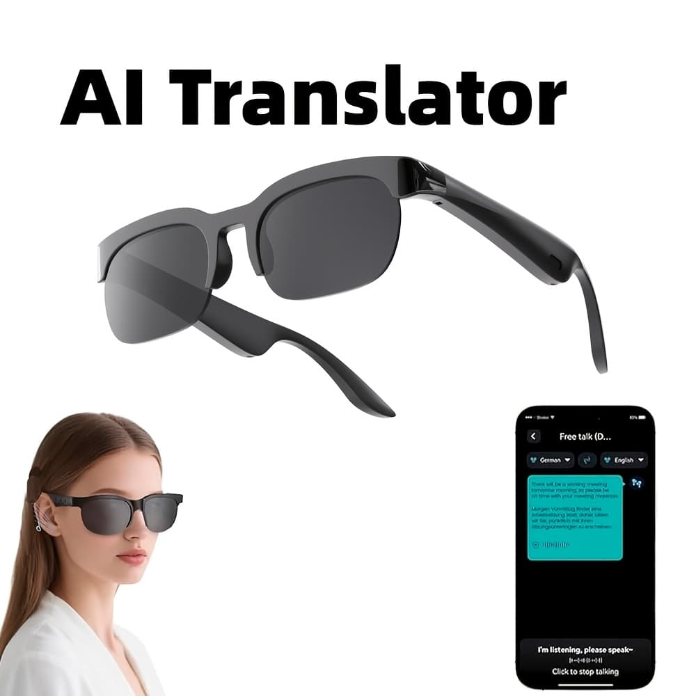 TEMU Ai Translation Smart Glasses, Ai Translator, Translation Headset, Translation Glasses, Built-in Mic/speaker, 144+ Language Translation, Hifi , For Travel, Outdoor, Office
