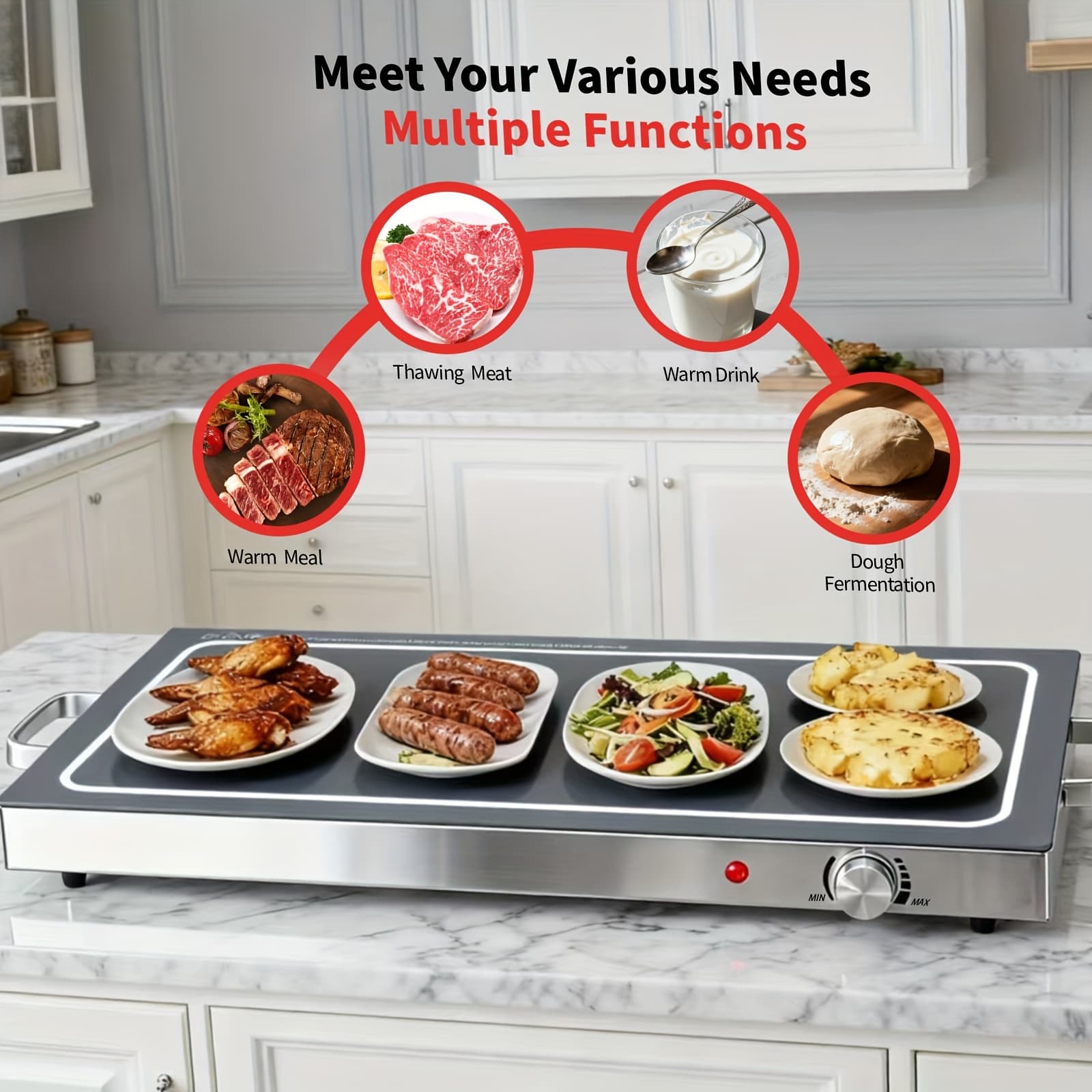 TEMU 7.5qt Buffet Servers And Warmers, Warming Tray With Temperature Control, Chafing Dish Buffet Set Perfect For Parties, Holidays & Entertaining, Dishwasher Safe, Stainless Steel