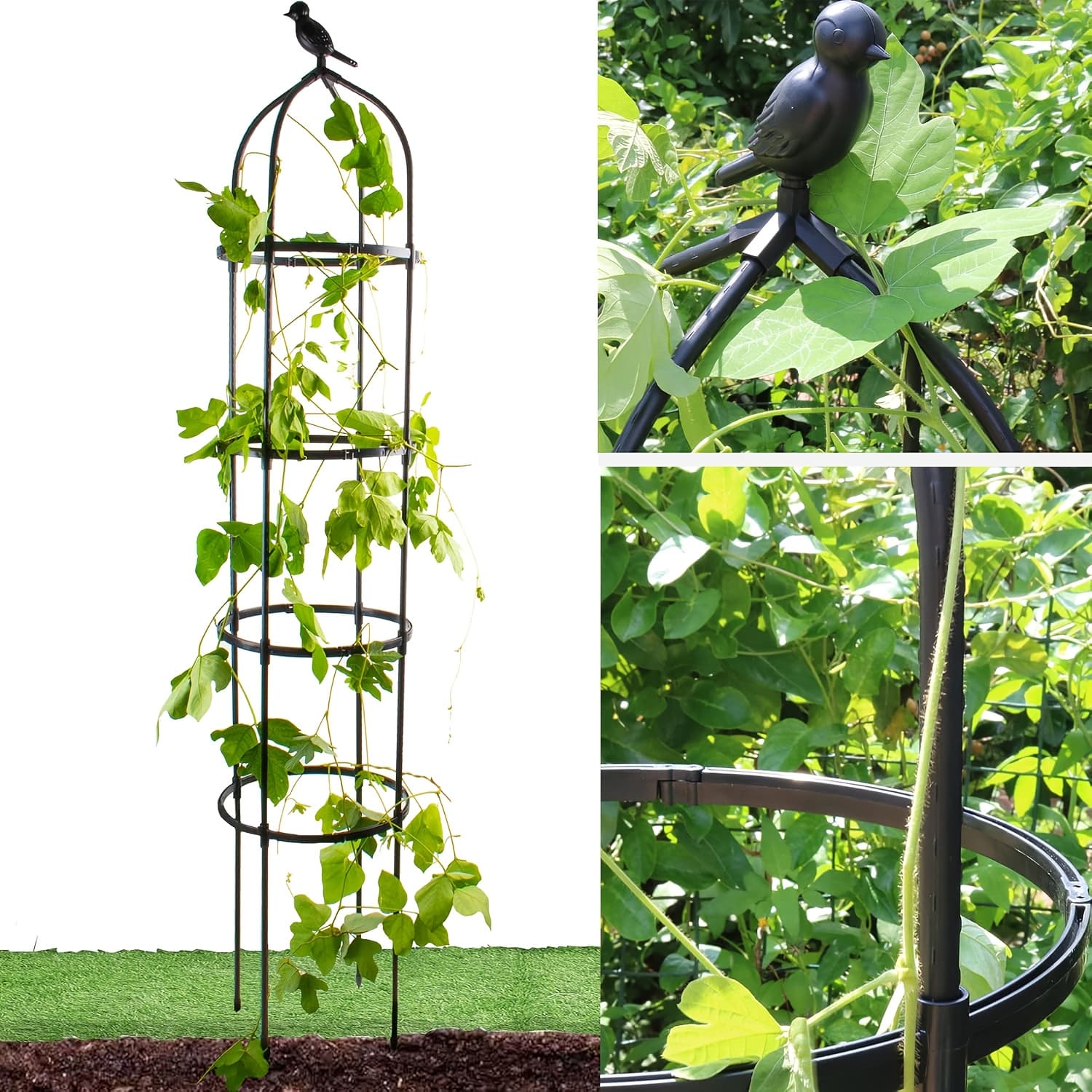TEMU 73in Garden Trellis For Climbing Plants, Rustproof Metal Pipe With Heavy Duty Garden Outdoor And Indoor Potted Plant Support