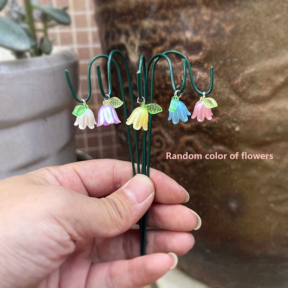 TEMU 10pcs Flower Decorative Stakes, Suitable For Fairy And Elf Themed Garden Landscaping,random Color