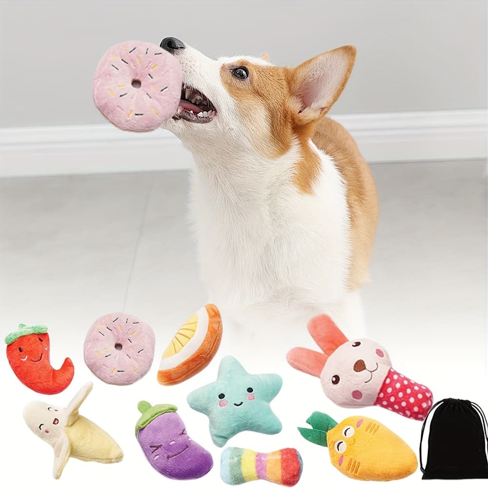 TEMU 9pcs Small Dog Plush Toys, Dog Toys, Cute Small Dog Toys, Colors And Styles, Soft Pet Toys