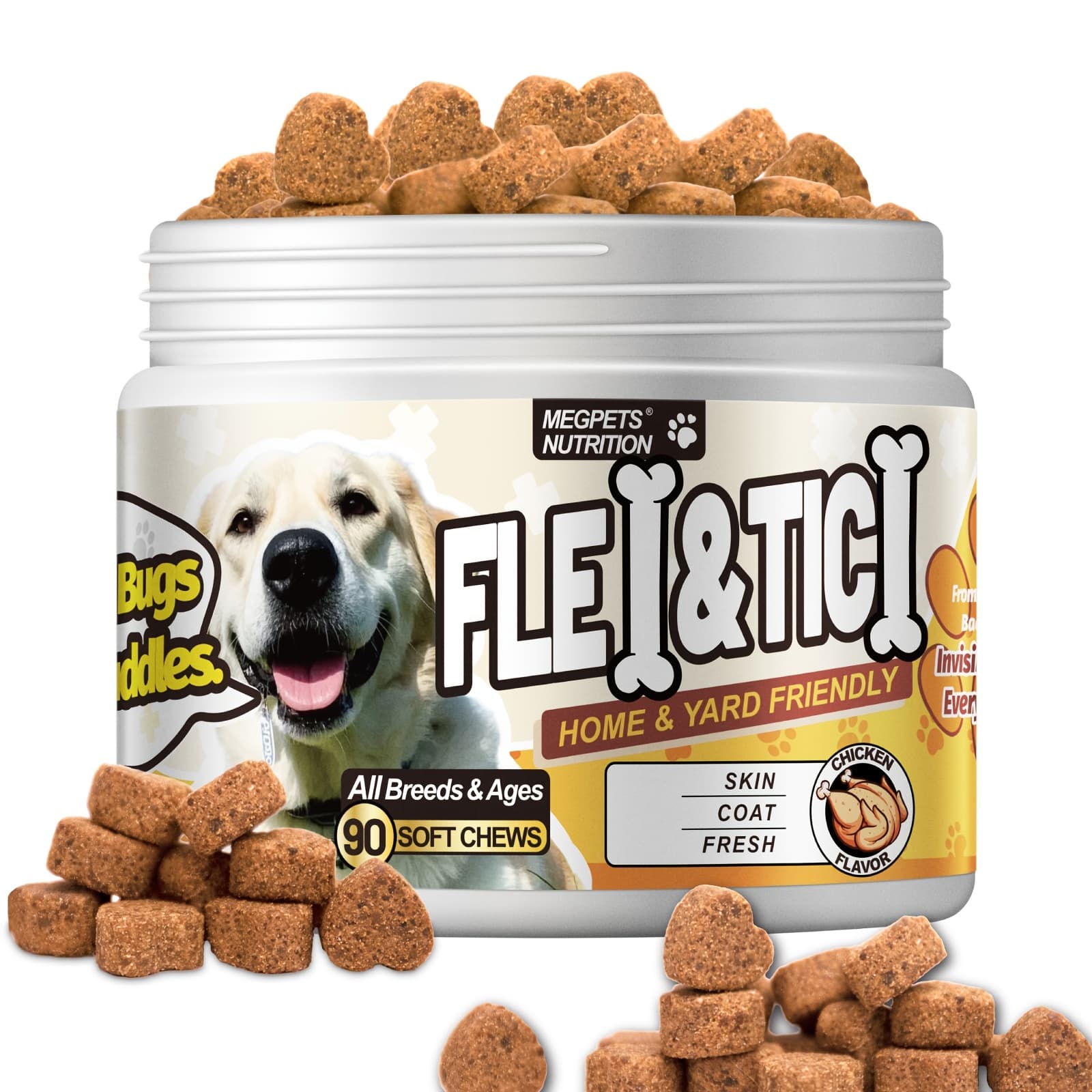 TEMU Megpets Fle And Tic Health For Dogs | For Dogs| All Breeds & Ages | Flavor, 90 Count