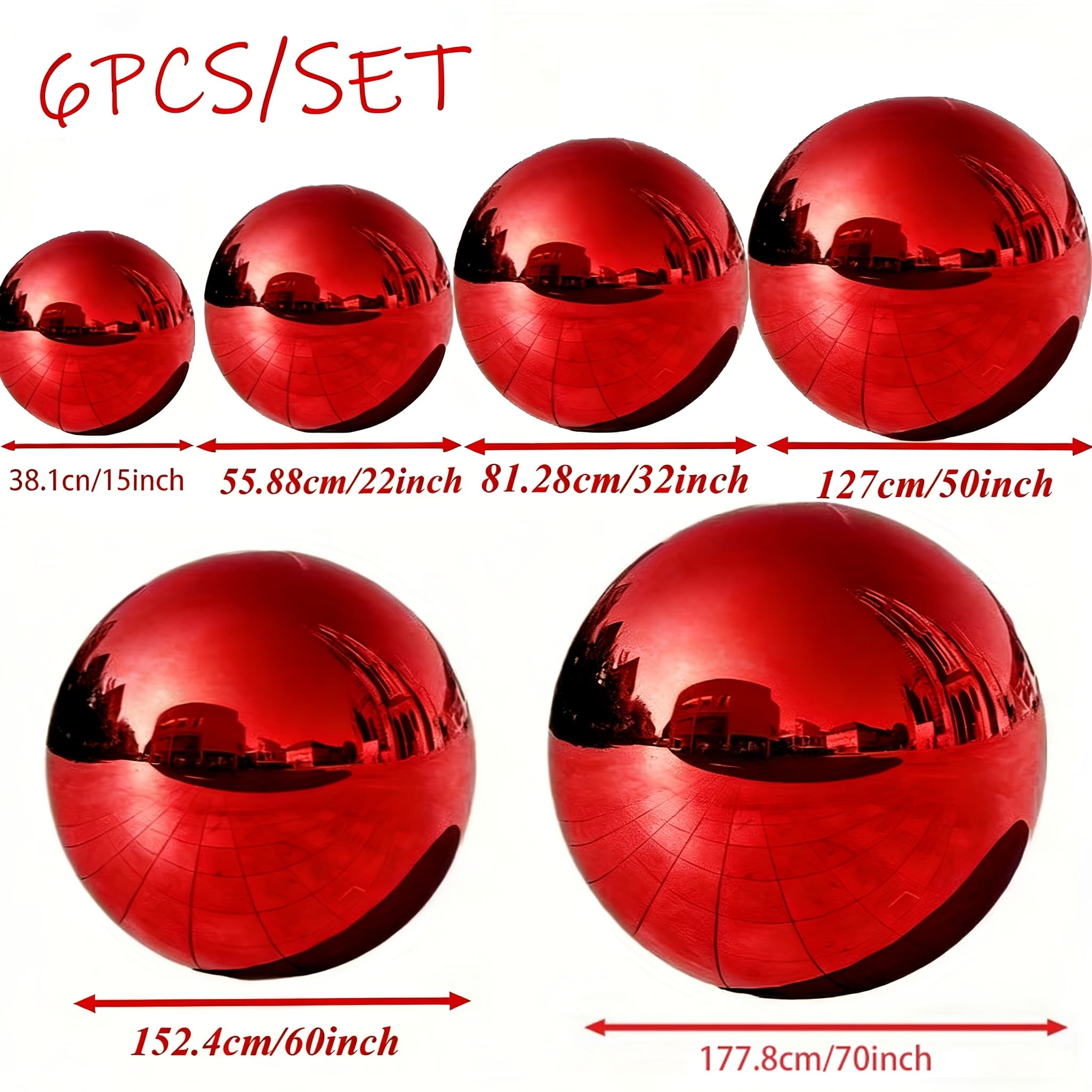 TEMU Set Of 6, In Sizes 15, 22, 32, 50, 60, And 70 Inches, Red Balloons Made Of Foil Are Reusable And Ideal For Celebrations, Birthdays, Weddings, And Events