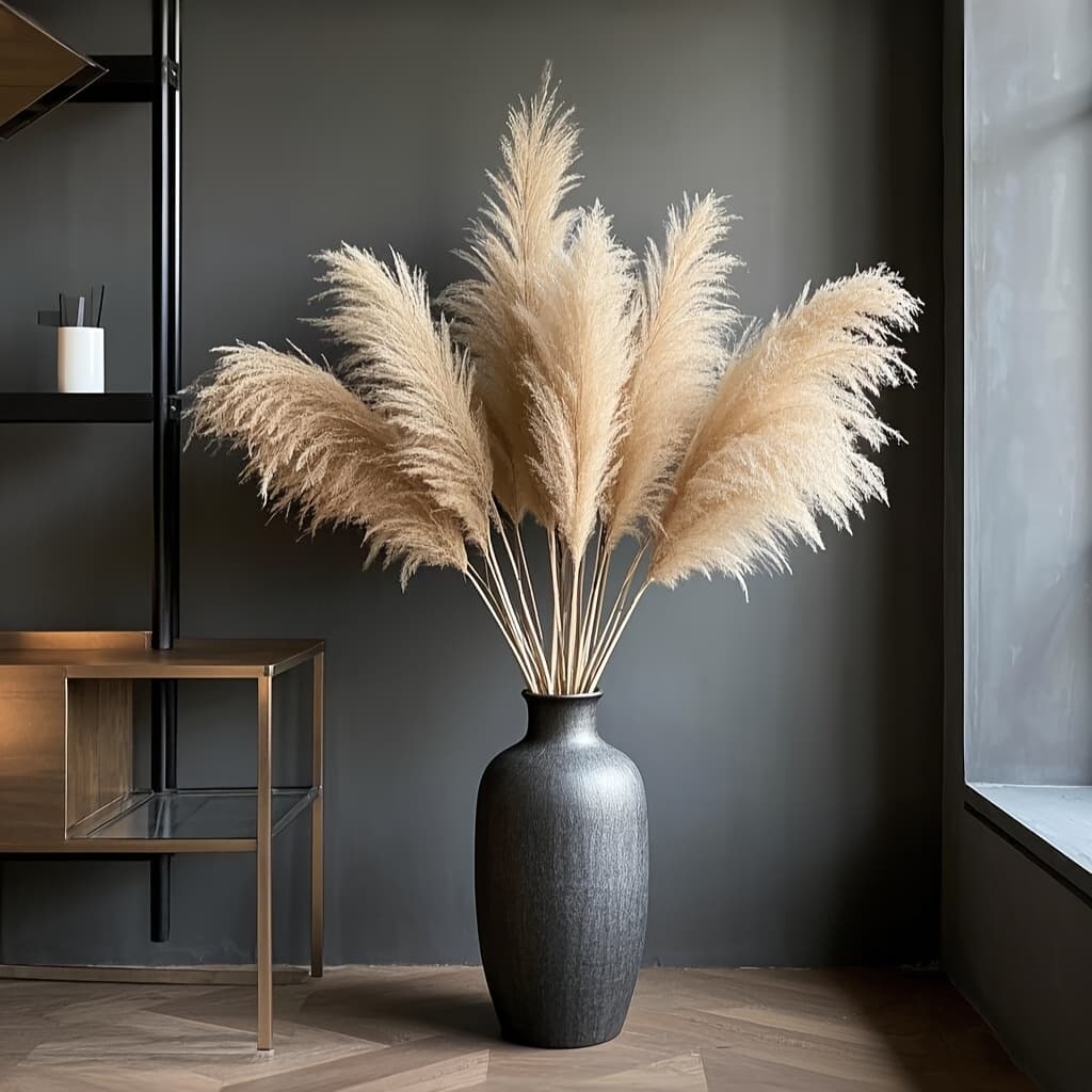 TEMU 10 Stalks Of 45 Inch (about 115cm Tall) Pampas Grass, Suitable For High End Decoration Ideal For Floor Vases, Living Room Floors, Floor Plants, Decorative Displays, And Woven Wall Decorations.